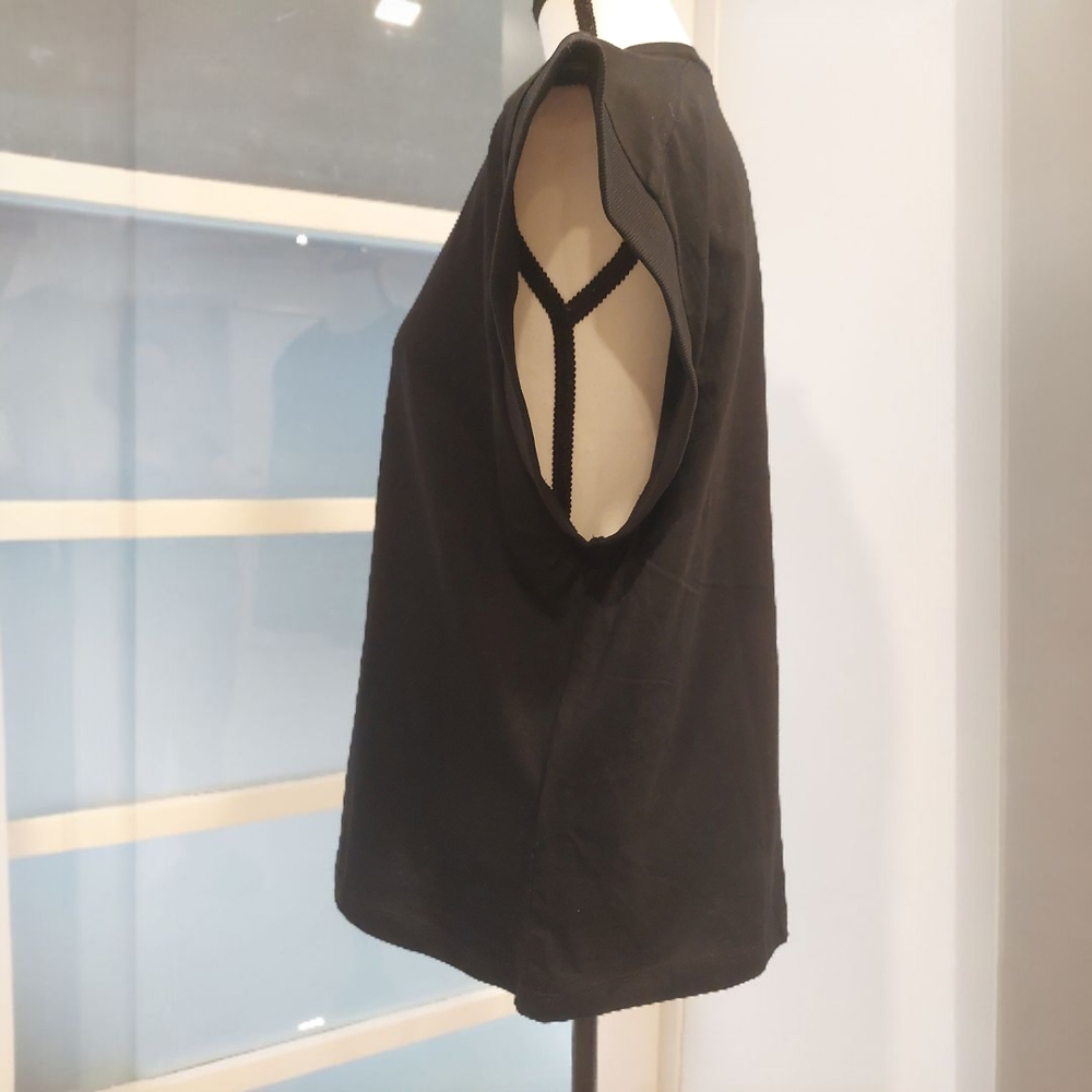 Zara Black Boxy Cap Sleeve Muscle Tee - Picture 3 of 7